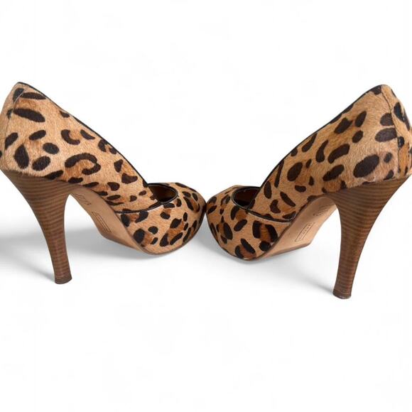 Y2K VTG. STEVE MADDEN LEOPARD FUR PEEP TOE HIGH HEELS PUMPS SIZE 8 1/2. - Picture 7 of 8